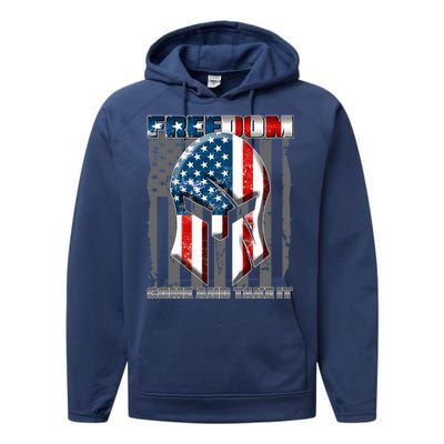 Freedom Come And Take It Gladiator US Flag Performance Fleece Hoodie