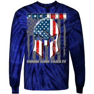 Freedom Come And Take It Gladiator US Flag Tie-Dye Long Sleeve Shirt