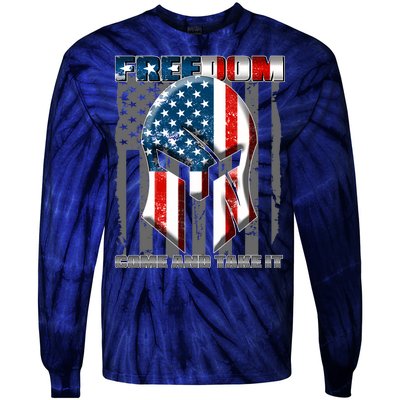 Freedom Come And Take It Gladiator US Flag Tie-Dye Long Sleeve Shirt