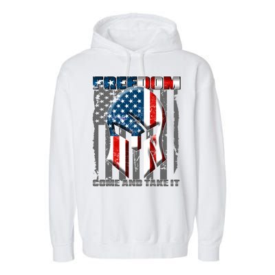 Freedom Come And Take It Gladiator US Flag Garment-Dyed Fleece Hoodie