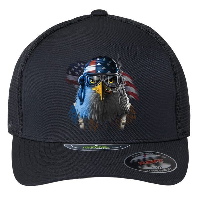 Freedom Fighter Bald American Eagle Flexfit Unipanel Trucker Cap
