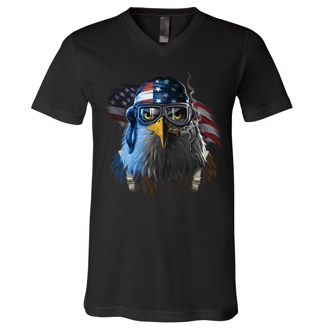 Freedom Fighter Bald American Eagle V-Neck T-Shirt