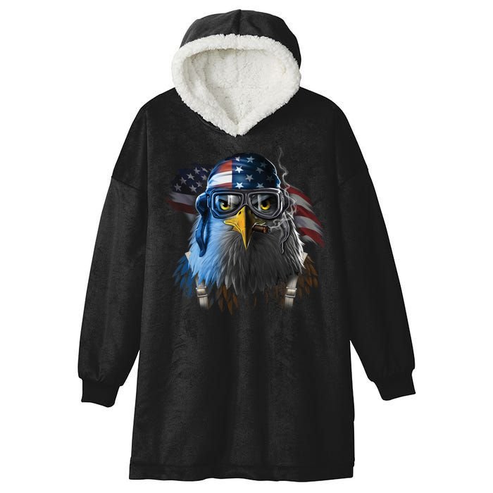 Freedom Fighter Bald American Eagle Hooded Wearable Blanket