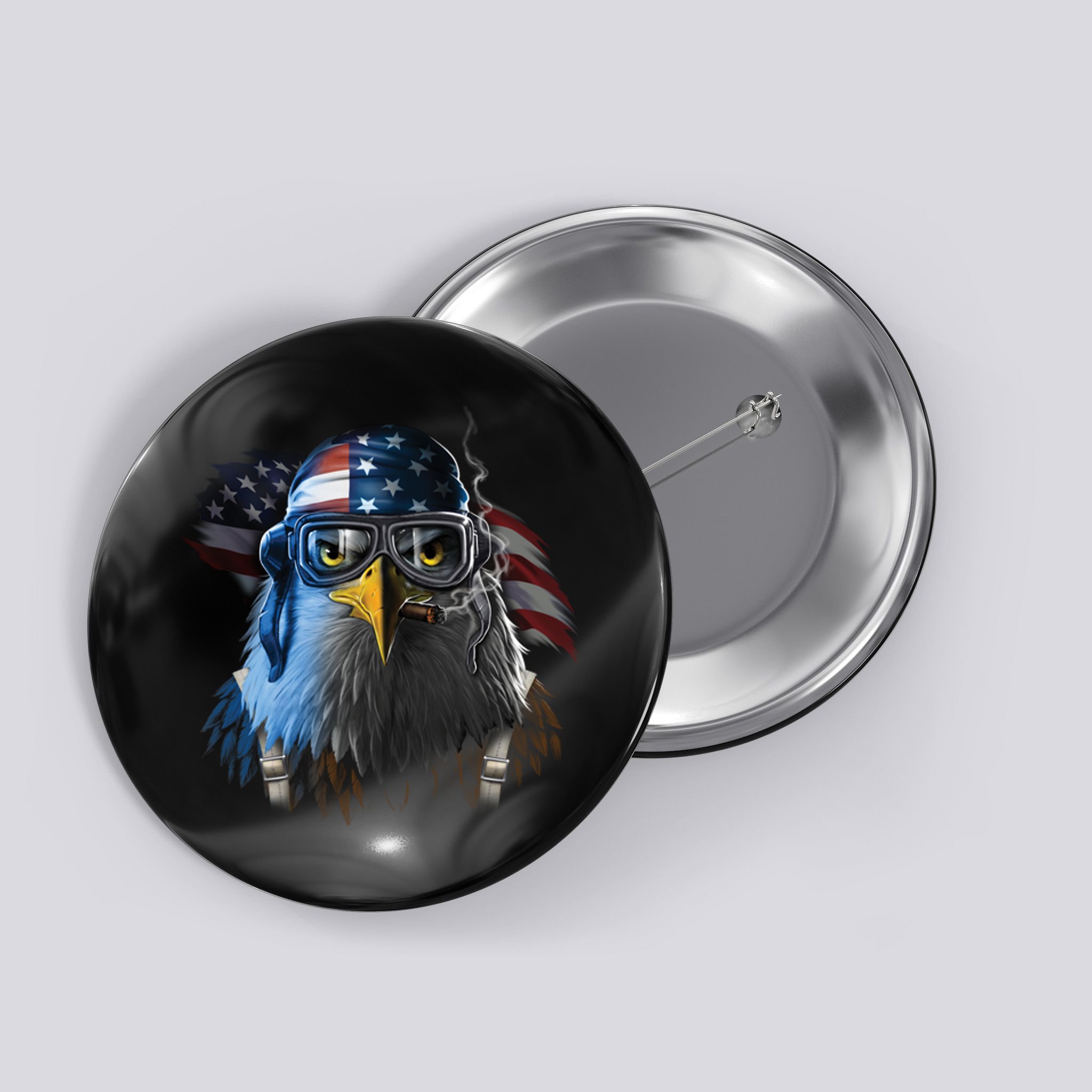 Freedom Fighter Bald American Eagle Button