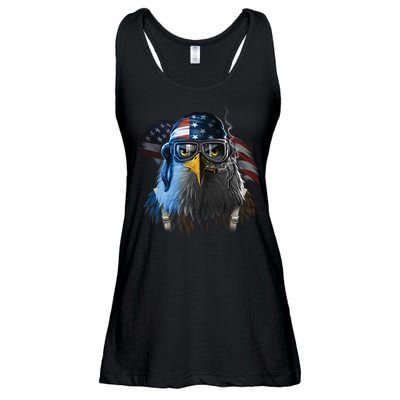 Freedom Fighter Bald American Eagle Ladies Essential Flowy Tank
