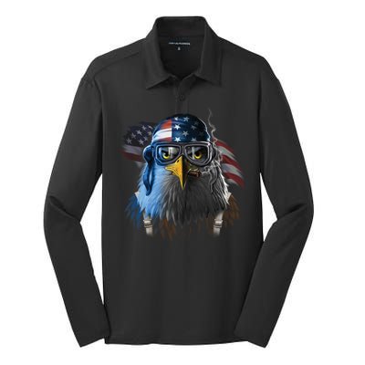 Freedom Fighter Bald American Eagle Silk Touch Performance Long Sleeve Polo