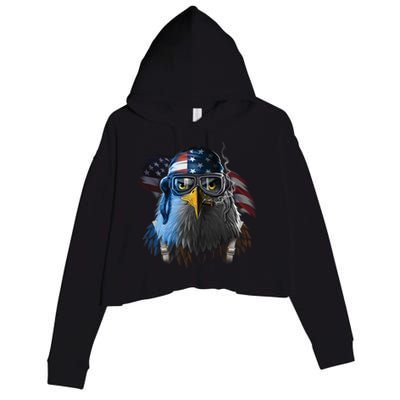 Freedom Fighter Bald American Eagle Crop Fleece Hoodie