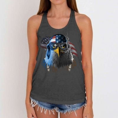 Freedom Fighter Bald American Eagle Women's Knotted Racerback Tank