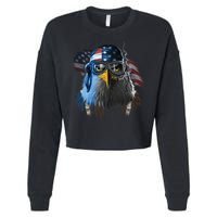 Freedom Fighter Bald American Eagle Cropped Pullover Crew