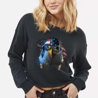 Freedom Fighter Bald American Eagle Cropped Pullover Crew