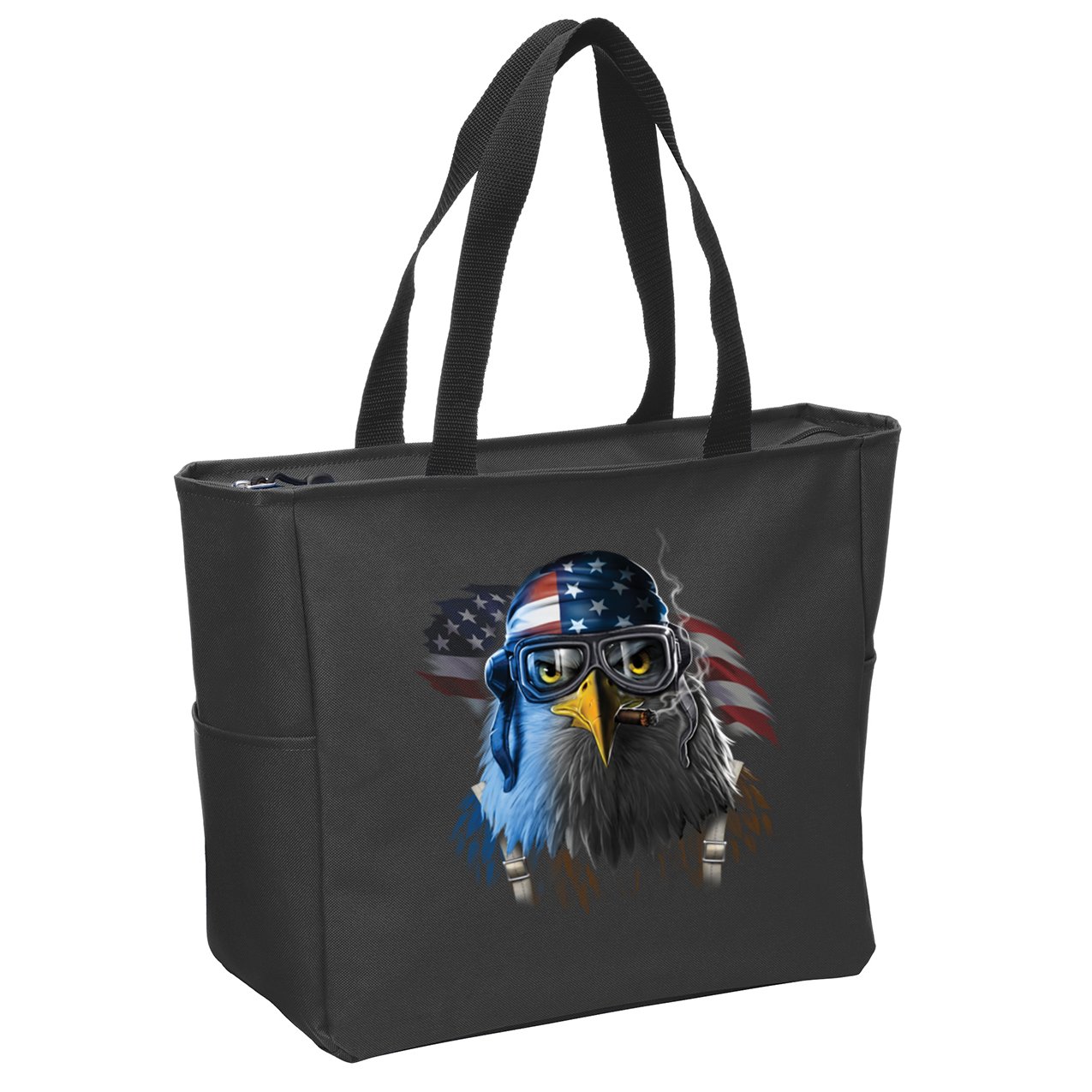 Freedom Fighter Bald American Eagle Zip Tote Bag