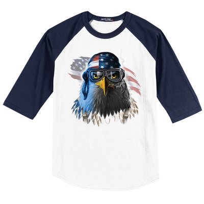 Freedom Fighter Bald American Eagle Baseball Sleeve Shirt