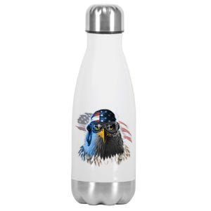 Freedom Fighter Bald American Eagle Stainless Steel Insulated Water Bottle