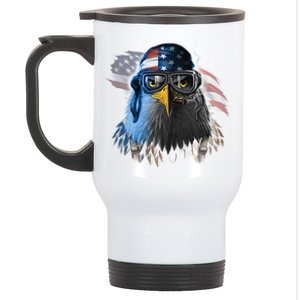 Freedom Fighter Bald American Eagle Stainless Steel Travel Mug