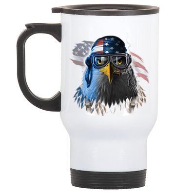 Freedom Fighter Bald American Eagle Stainless Steel Travel Mug