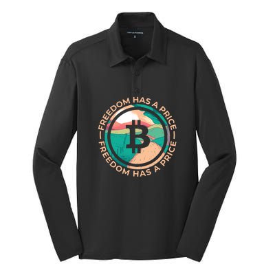 Freedom Has  Price Bitcoin Silk Touch Performance Long Sleeve Polo