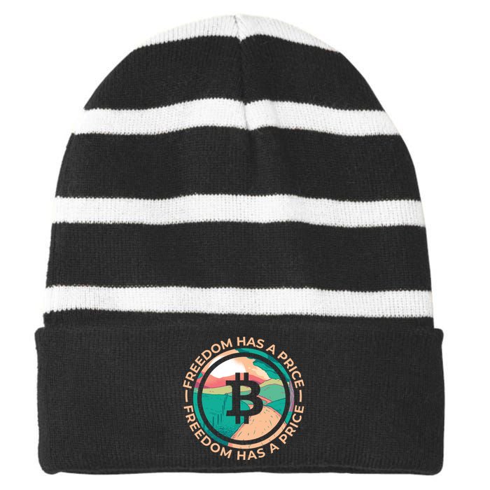 Freedom Has  Price Bitcoin Striped Beanie with Solid Band