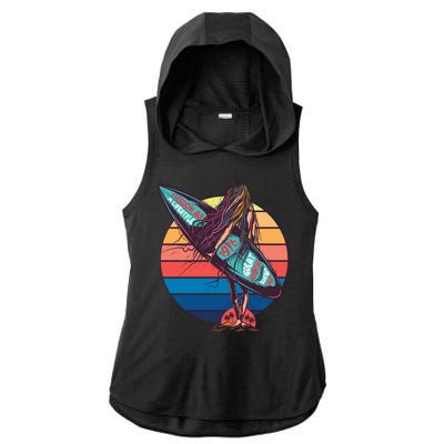 Freedom Is A Lifestyle Surfer Ladies PosiCharge Tri-Blend Wicking Draft Hoodie Tank