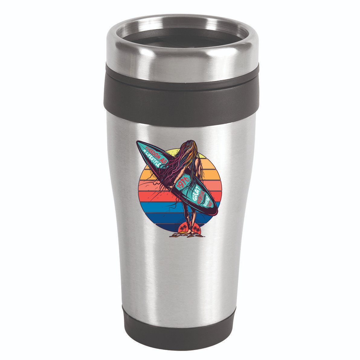 Freedom Is A Lifestyle Surfer 16oz Travel Tumbler