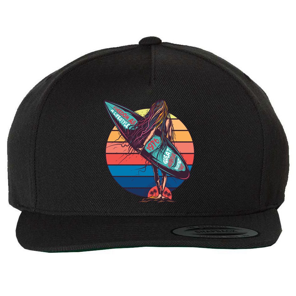 Freedom Is A Lifestyle Surfer Wool Snapback Cap
