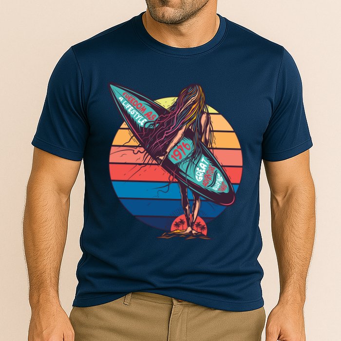 Freedom Is A Lifestyle Surfer Cooling Performance Crew T-Shirt