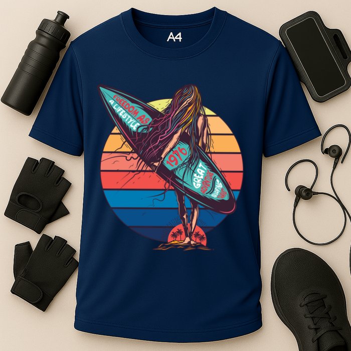 Freedom Is A Lifestyle Surfer Cooling Performance Crew T-Shirt