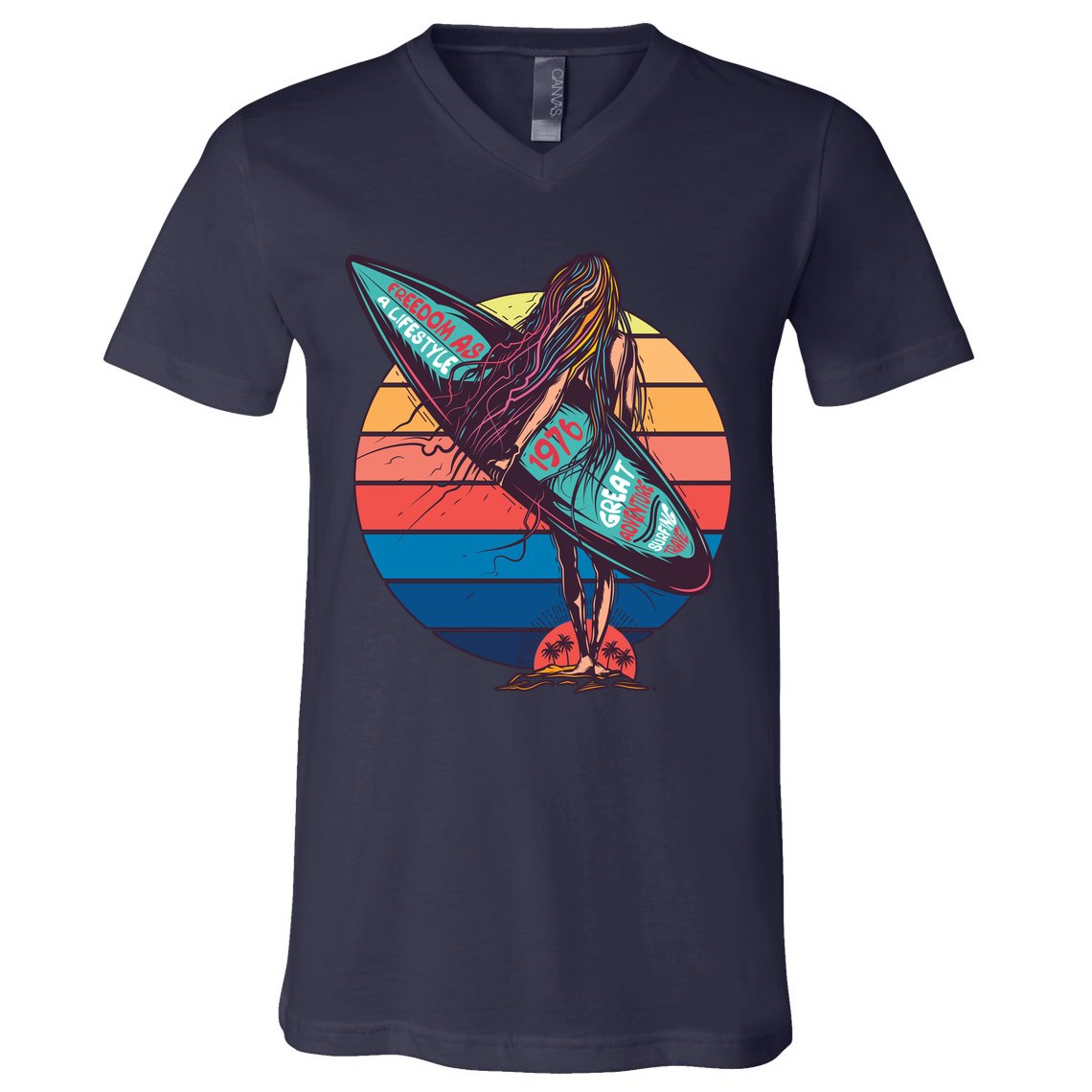 Freedom Is A Lifestyle Surfer V-Neck T-Shirt