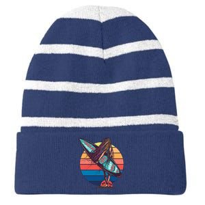 Freedom Is A Lifestyle Surfer Striped Beanie with Solid Band