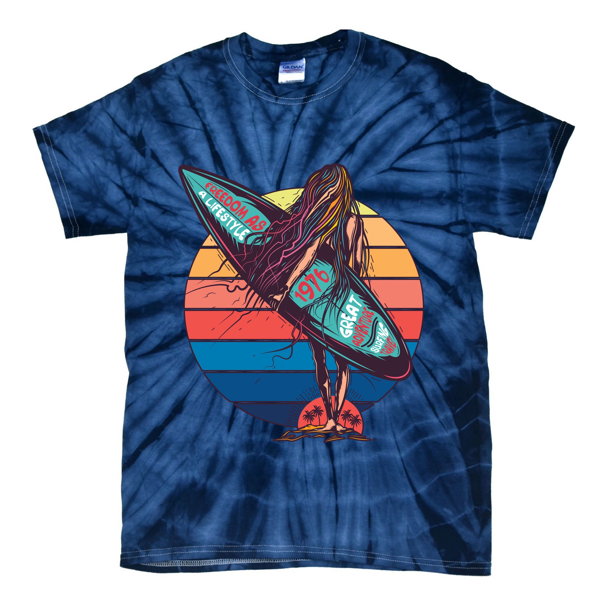 Freedom Is A Lifestyle Surfer Tie-Dye T-Shirt
