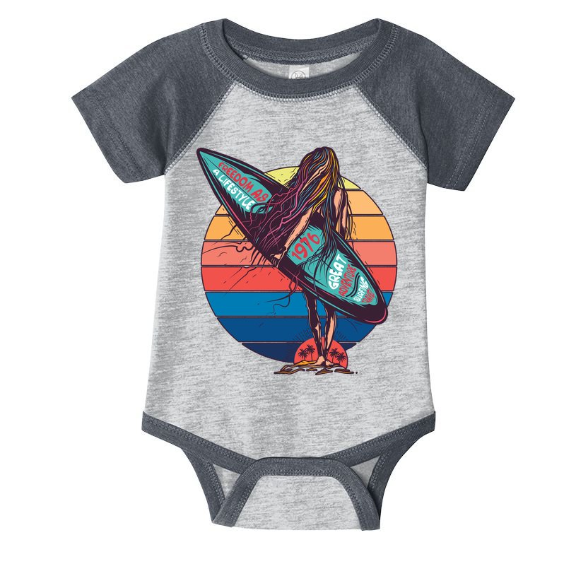 Freedom Is A Lifestyle Surfer Infant Baby Jersey Bodysuit