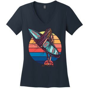 Freedom Is A Lifestyle Surfer Women's V-Neck T-Shirt