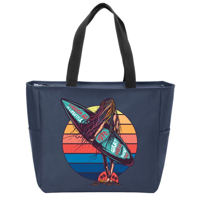 Freedom Is A Lifestyle Surfer Zip Tote Bag