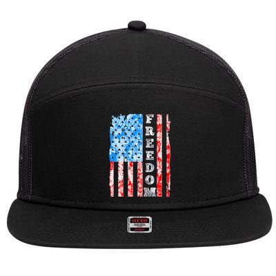 Freedom Nature USA Flag 7 Panel Mesh Trucker Snapback Hat