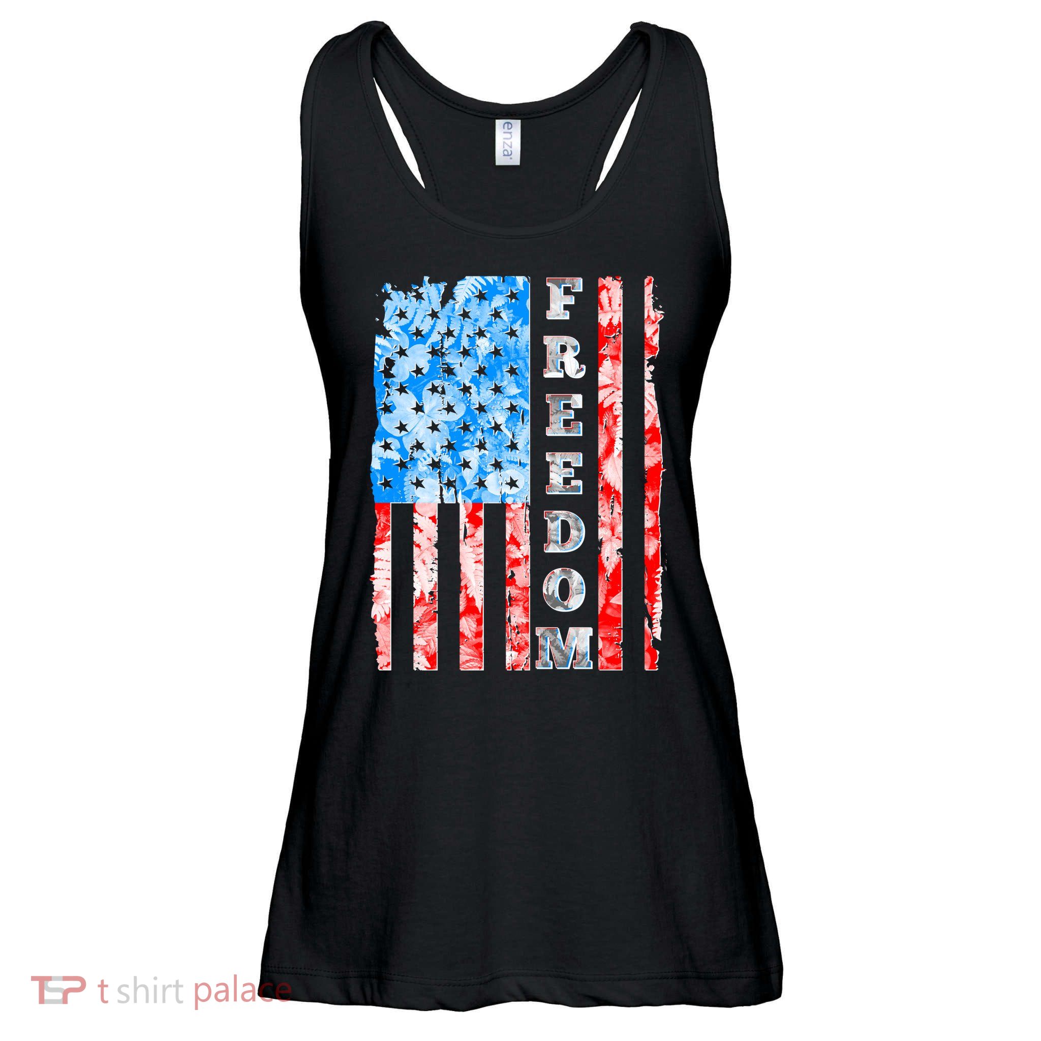 Freedom Nature USA Flag Ladies Essential Flowy Tank