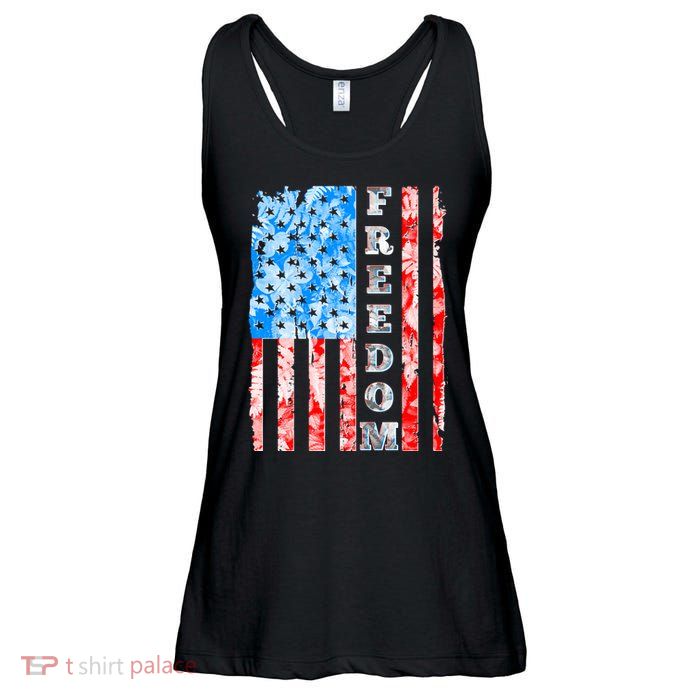 Freedom Nature USA Flag Ladies Essential Flowy Tank
