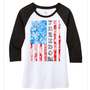 Freedom Nature USA Flag Women's Tri-Blend 3/4-Sleeve Raglan Shirt