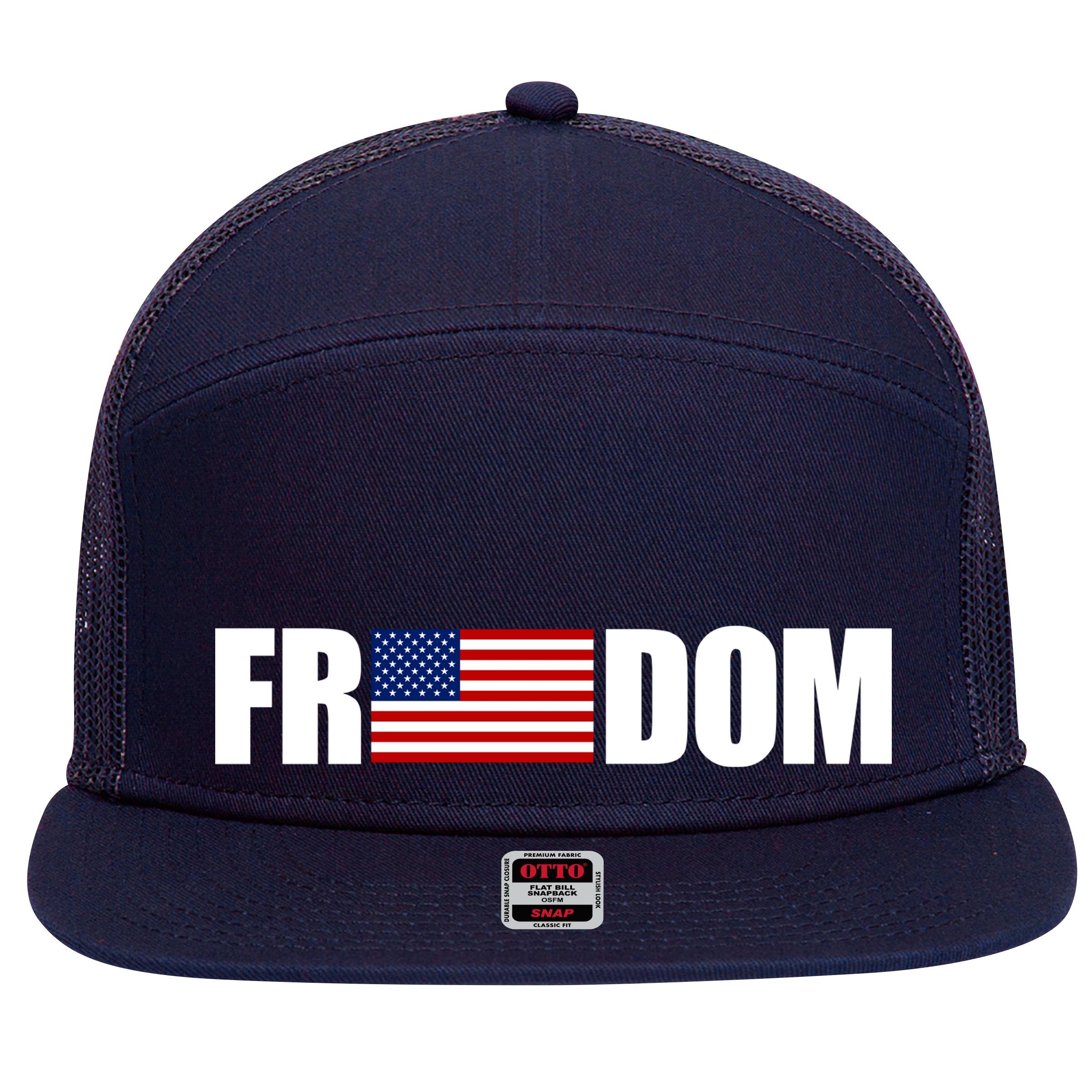Freedom Simple Logo 7 Panel Mesh Trucker Snapback Hat