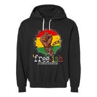Freeish Juneteenth June 19 Fist Breaking Chains Garment-Dyed Fleece Hoodie