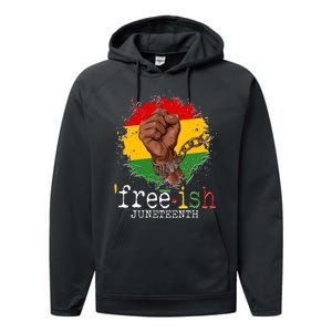 Freeish Juneteenth June 19 Fist Breaking Chains Performance Fleece Hoodie