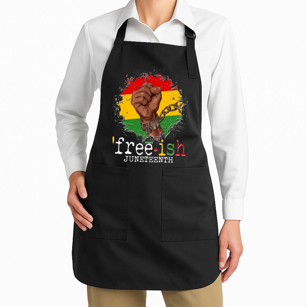 Freeish Juneteenth June 19 Fist Breaking Chains Apron