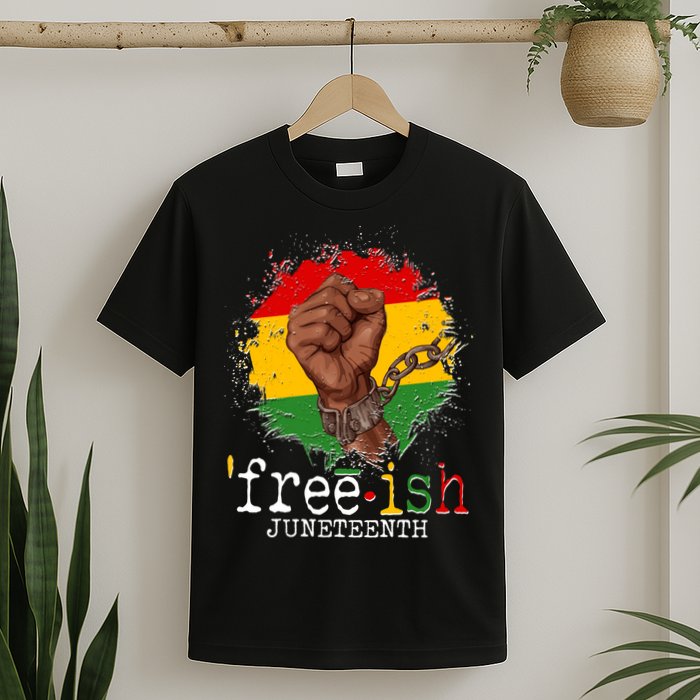Freeish Juneteenth June 19 Fist Breaking Chains T-Shirt