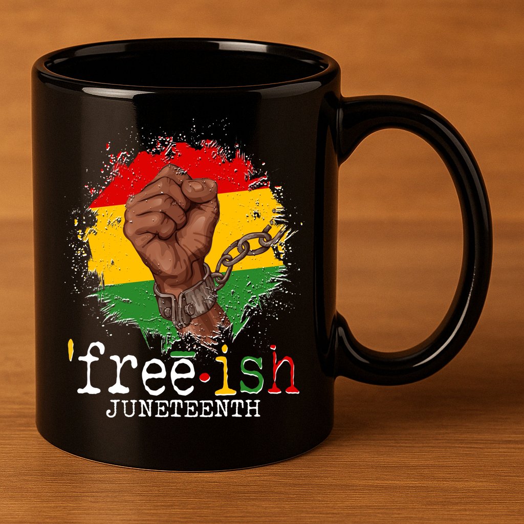 Freeish Juneteenth June 19 Fist Breaking Chains 11oz C Handle Ceramic Mug