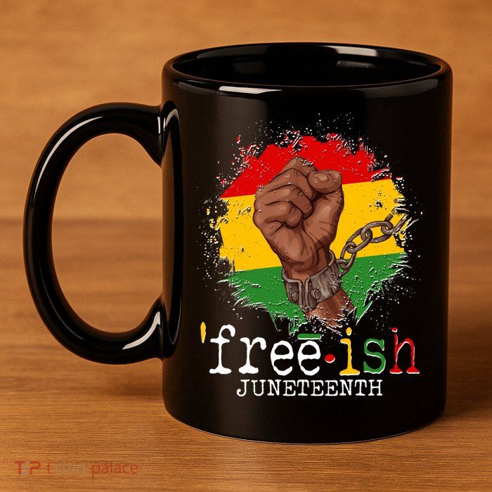Freeish Juneteenth June 19 Fist Breaking Chains 11oz C Handle Ceramic Mug