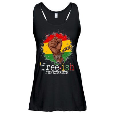 Freeish Juneteenth June 19 Fist Breaking Chains Ladies Essential Flowy Tank