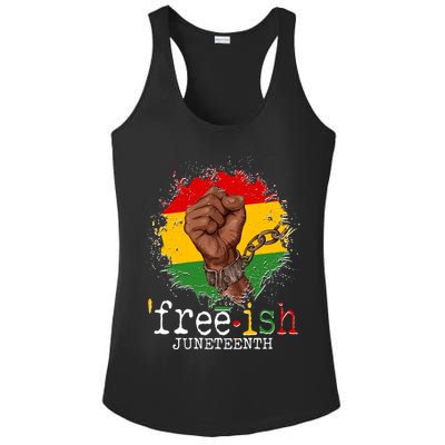 Freeish Juneteenth June 19 Fist Breaking Chains Ladies PosiCharge Competitor Racerback Tank