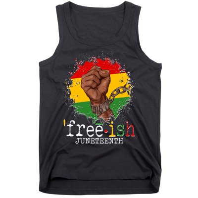 Freeish Juneteenth June 19 Fist Breaking Chains Tank Top