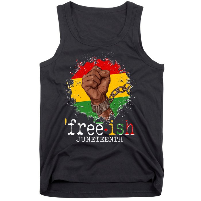 Freeish Juneteenth June 19 Fist Breaking Chains Tank Top