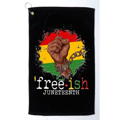 Freeish Juneteenth June 19 Fist Breaking Chains Golf Towel