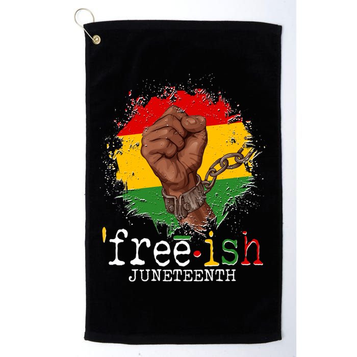 Freeish Juneteenth June 19 Fist Breaking Chains Golf Towel