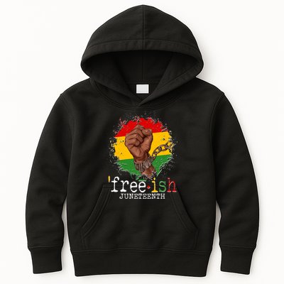 Freeish Juneteenth June 19 Fist Breaking Chains Kids Hoodie